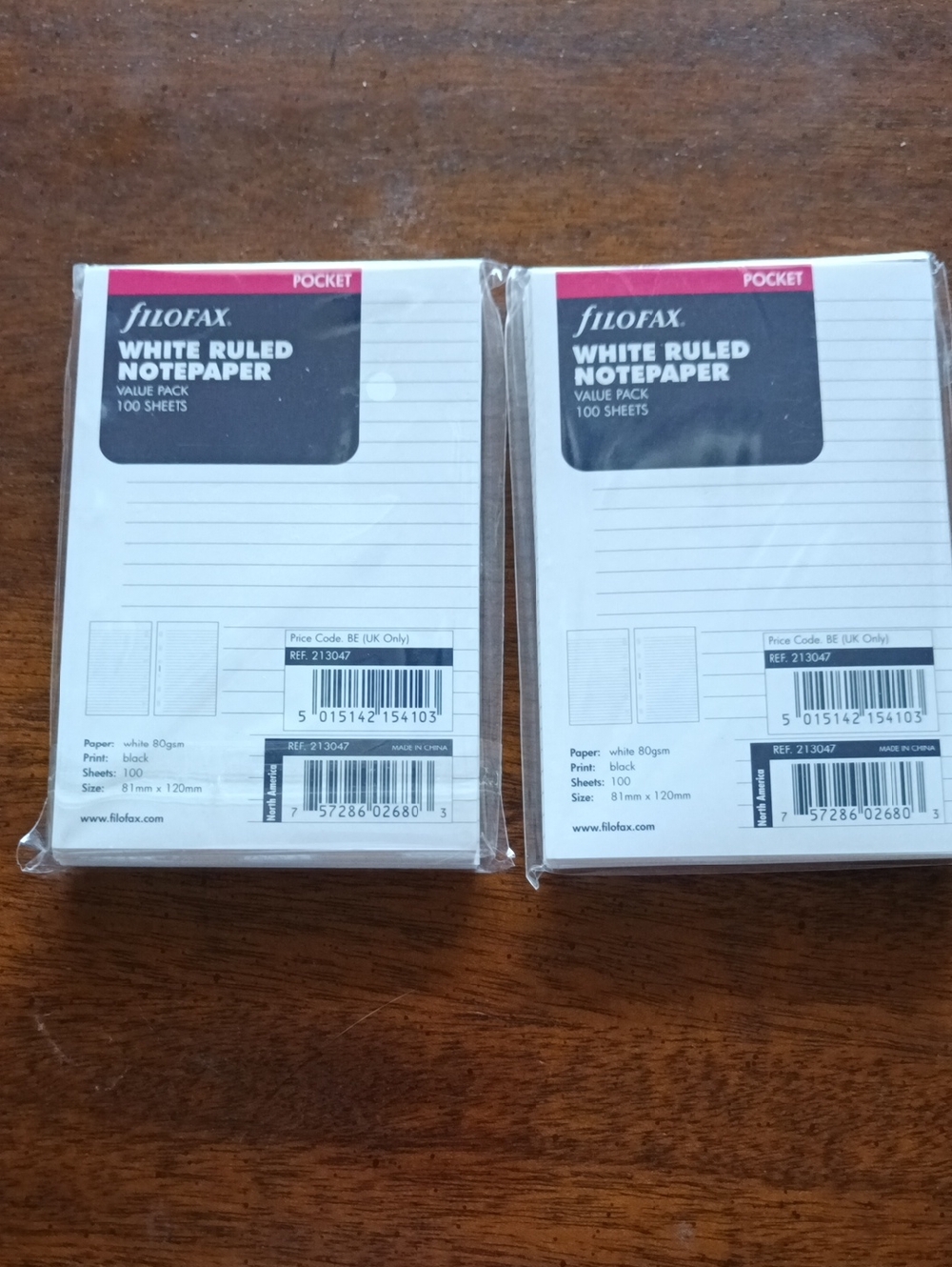 filoFAX White Ruled Notepaper Pocket Value Pack - White